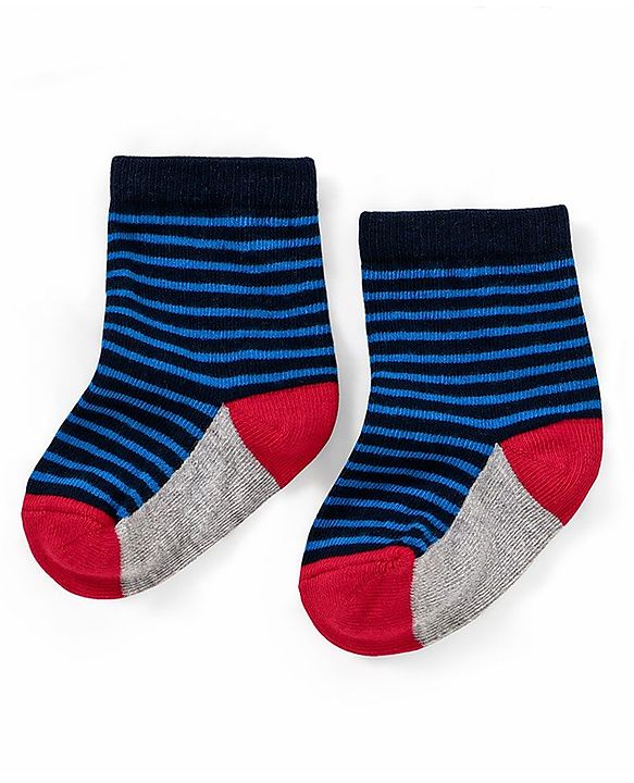 Cutewalk by Babyhug Ankle Length Anti-bacterial Cotton Knit Blend Socks Football and Striped Design Pack of 3 - Multicolour