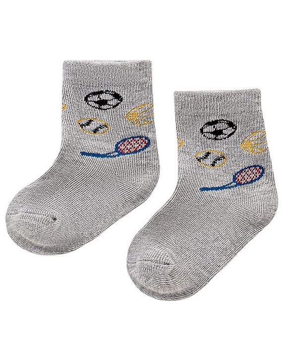 Cutewalk by Babyhug Ankle Length Anti-bacterial Cotton Knit Blend Socks Football and Striped Design Pack of 3 - Multicolour