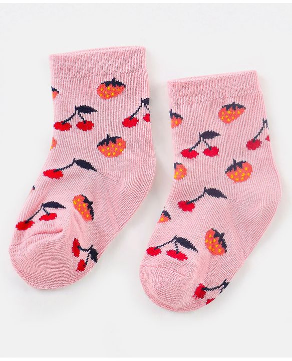 Cutewalk By Babyhug Anti Bacterial Ankle Length Socks Fruit Design Pack Of 5- Multicolor