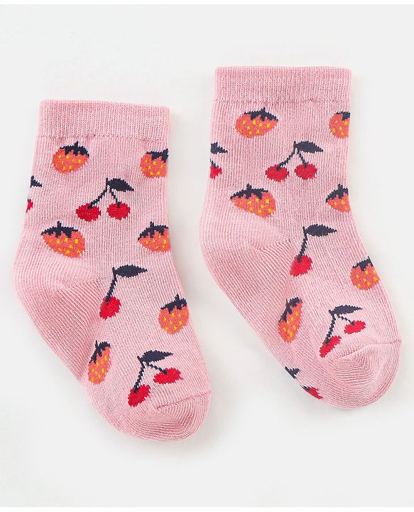 Cutewalk By Babyhug Anti Bacterial Ankle Length Socks Fruit Design Pack Of 5- Multicolor