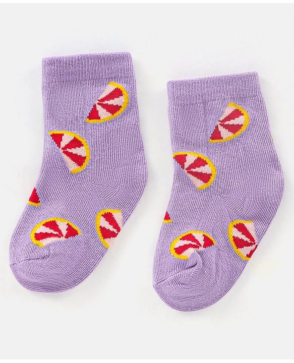Cutewalk By Babyhug Anti Bacterial Ankle Length Socks Fruit Design Pack Of 5- Multicolor