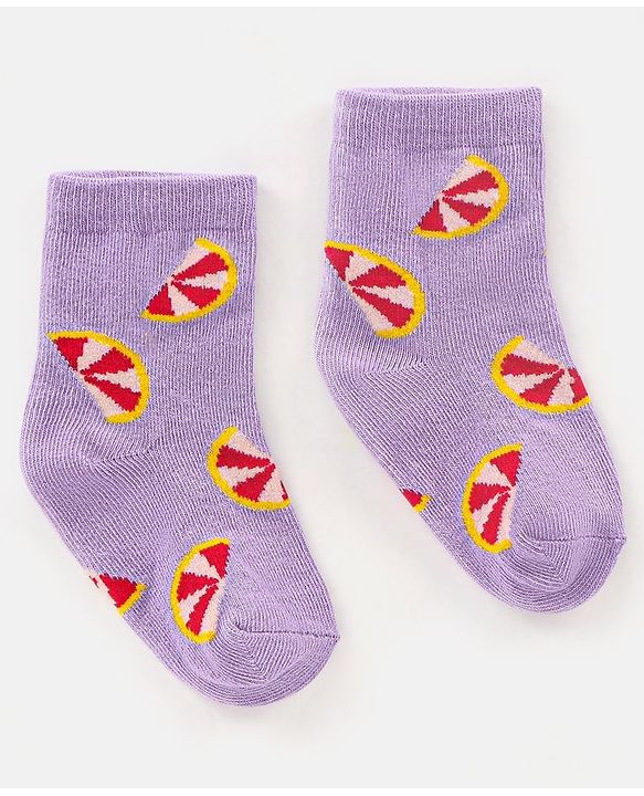 Cutewalk By Babyhug Anti Bacterial Ankle Length Socks Fruit Design Pack Of 5- Multicolor