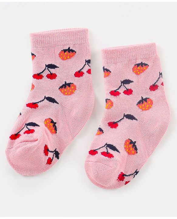 Cutewalk By Babyhug Anti Bacterial Ankle Length Socks Fruit Design Pack Of 5- Multicolor