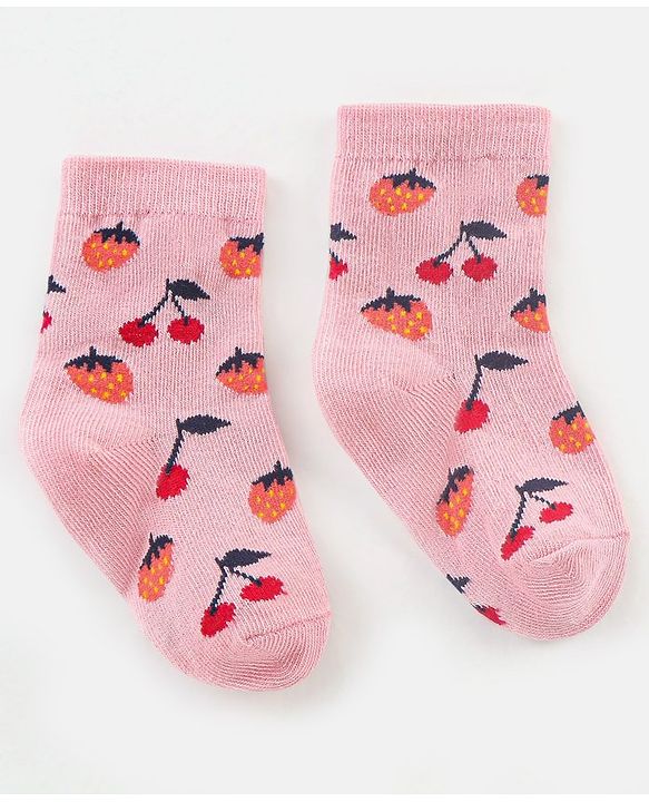 Cutewalk By Babyhug Anti Bacterial Ankle Length Socks Fruit Design Pack Of 5- Multicolor