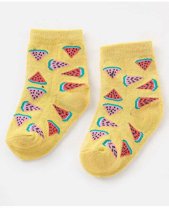 Cutewalk By Babyhug Anti Bacterial Ankle Length Socks Fruit Design Pack Of 5- Multicolor