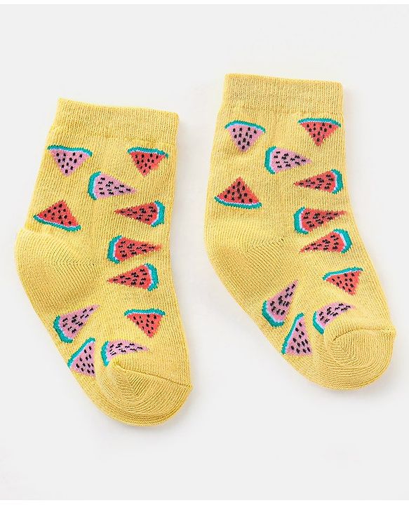 Cutewalk By Babyhug Anti Bacterial Ankle Length Socks Fruit Design Pack Of 5- Multicolor