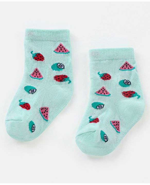 Cutewalk By Babyhug Anti Bacterial Ankle Length Socks Fruit Design Pack Of 5- Multicolor