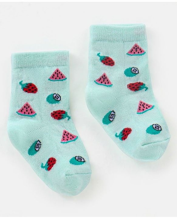 Cutewalk By Babyhug Anti Bacterial Ankle Length Socks Fruit Design Pack Of 5- Multicolor