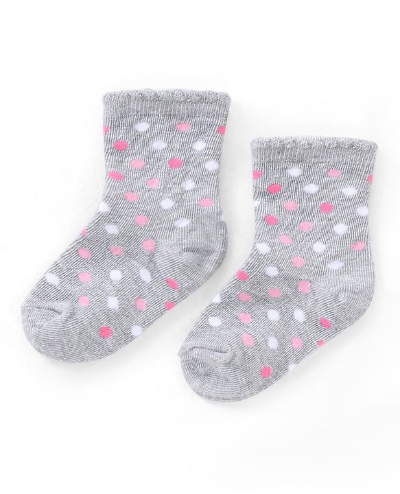 Cutewalk by Babyhug Ankle Length Anti Bacterial Cotton Knit Socks Polka Dot and Striped Design Pack of 3 - Blue & Pink
