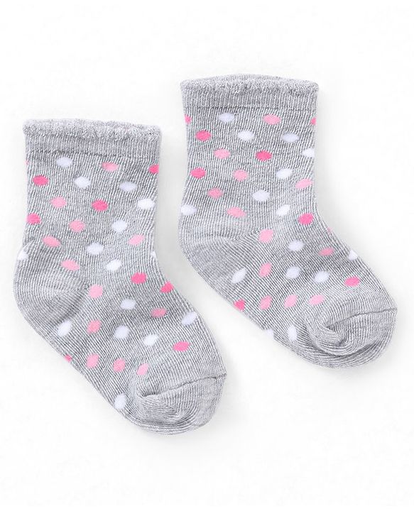 Cutewalk by Babyhug Ankle Length Anti Bacterial Cotton Knit Socks Polka Dot and Striped Design Pack of 3 - Blue & Pink