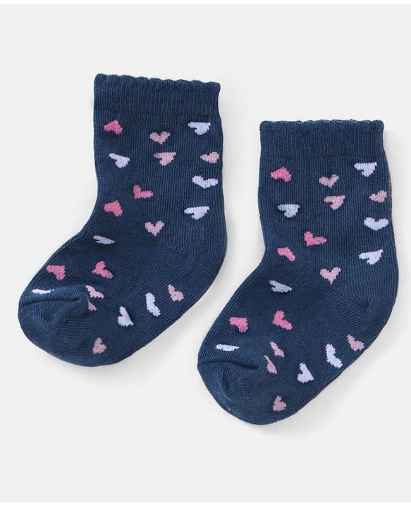 Cutewalk by Babyhug Ankle Length Anti Bacterial Cotton Knit Socks Polka Dot and Striped Design Pack of 3 - Blue & Pink