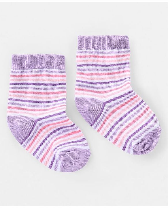 Cutewalk By Babyhug Anti Bacterial Ankle Length Socks Stripes & Crown Design Pack Of 3- Multicolor