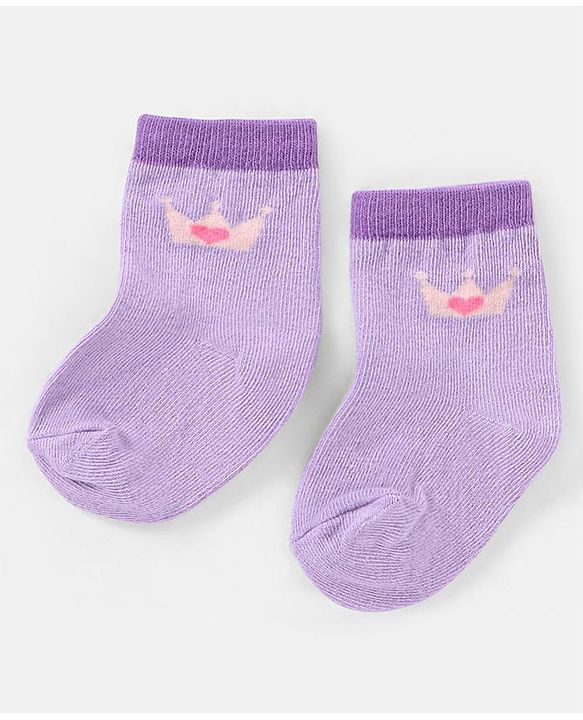 Cutewalk By Babyhug Anti Bacterial Ankle Length Socks Stripes & Crown Design Pack Of 3- Multicolor