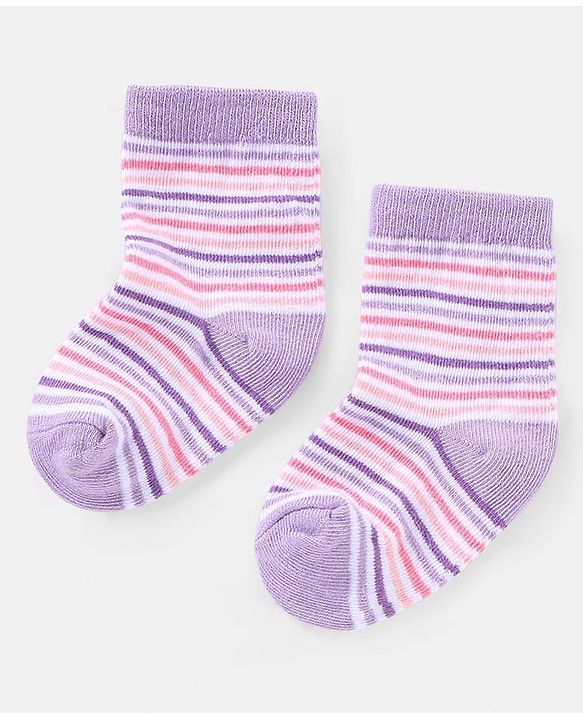Cutewalk By Babyhug Anti Bacterial Ankle Length Socks Stripes & Crown Design Pack Of 3- Multicolor