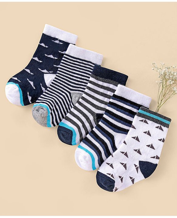 Cutewalk By Babyhug Anti Bacterial Ankle Length Socks Stripes Design Pack Of 5- Multicolor