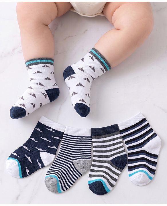 Cutewalk By Babyhug Anti Bacterial Ankle Length Socks Stripes Design Pack Of 5- Multicolor