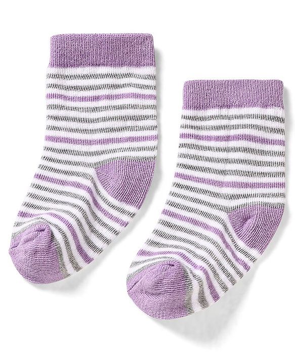 Cute Walk by Babyhug Cotton Anti Bacterial Ankle Length Socks Heart & Stripes Design Pack of 5 - Multicolour