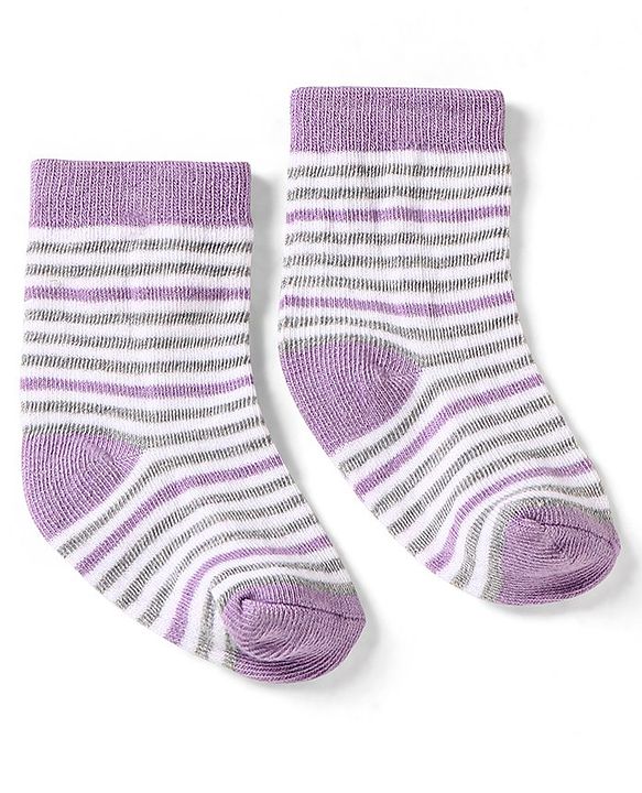 Cute Walk by Babyhug Cotton Anti Bacterial Ankle Length Socks Heart & Stripes Design Pack of 5 - Multicolour