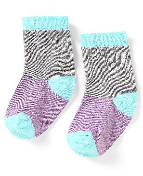 Cute Walk by Babyhug Cotton Anti Bacterial Ankle Length Socks Heart & Stripes Design Pack of 5 - Multicolour