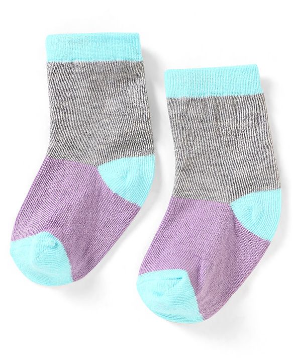 Cute Walk by Babyhug Cotton Anti Bacterial Ankle Length Socks Heart & Stripes Design Pack of 5 - Multicolour
