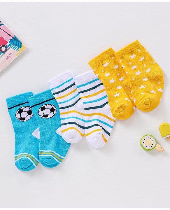 Cutewalk By Babyhug Anti Bacterial Ankle Length Socks Stripes Design Pack Of 3- Multicolor