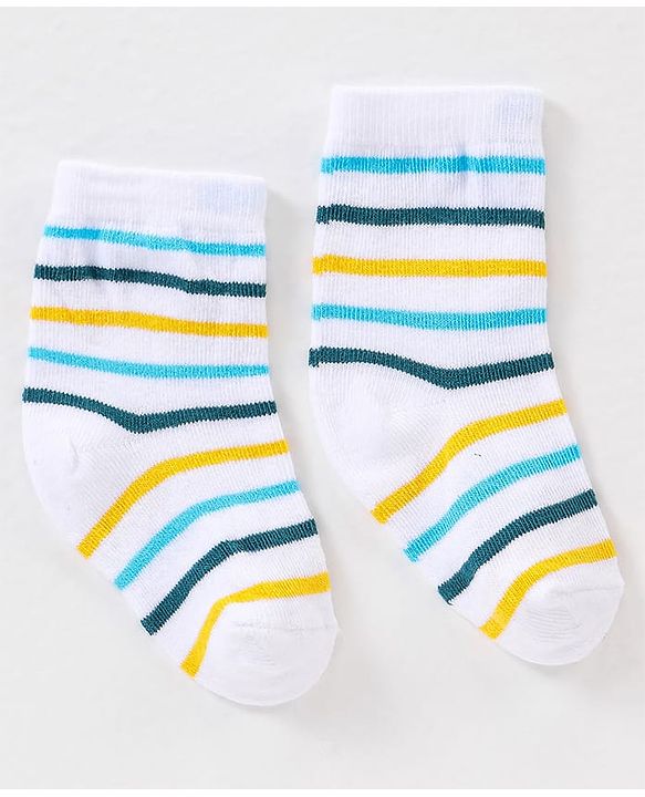 Cutewalk By Babyhug Anti Bacterial Ankle Length Socks Stripes Design Pack Of 3- Multicolor