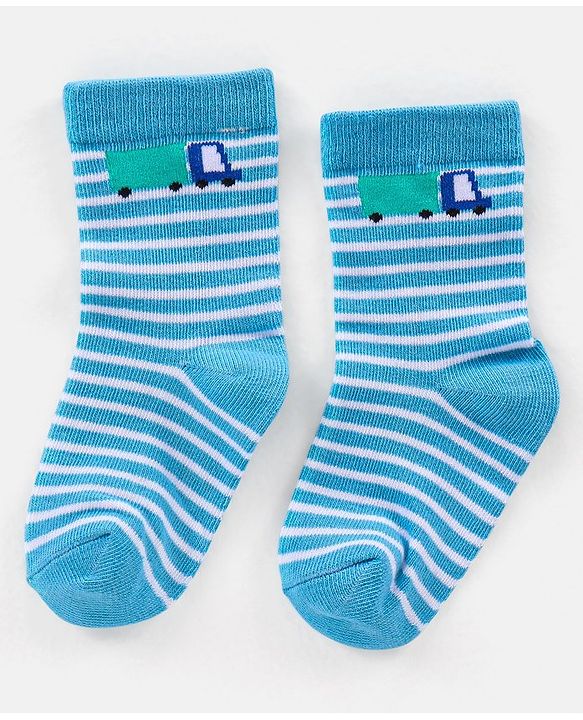 Cutewalk By Babyhug Anti Bacterial Ankle Length Socks Car & Bus Design Pack Of 3- Multicolor