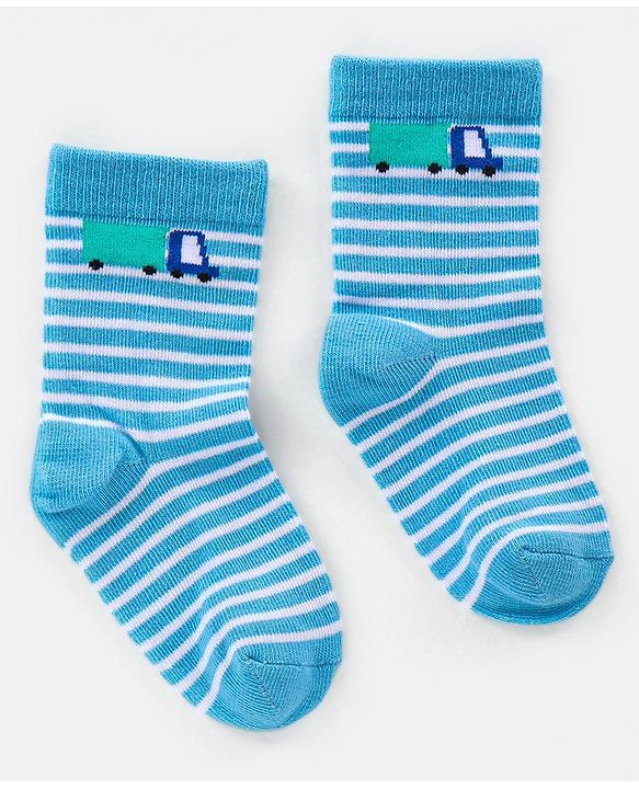 Cutewalk By Babyhug Anti Bacterial Ankle Length Socks Car & Bus Design Pack Of 3- Multicolor