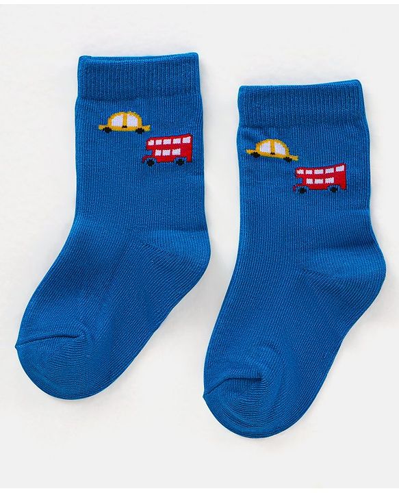 Cutewalk By Babyhug Anti Bacterial Ankle Length Socks Car & Bus Design Pack Of 3- Multicolor