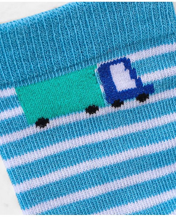 Cutewalk By Babyhug Anti Bacterial Ankle Length Socks Car & Bus Design Pack Of 3- Multicolor