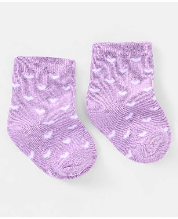 Cutewalk By Babyhug Anti Bacterial Ankle Length Socks Heart Design Pack Of 3- Multicolor