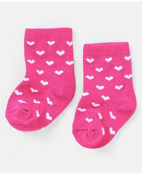 Cutewalk By Babyhug Anti Bacterial Ankle Length Socks Heart Design Pack Of 3- Multicolor