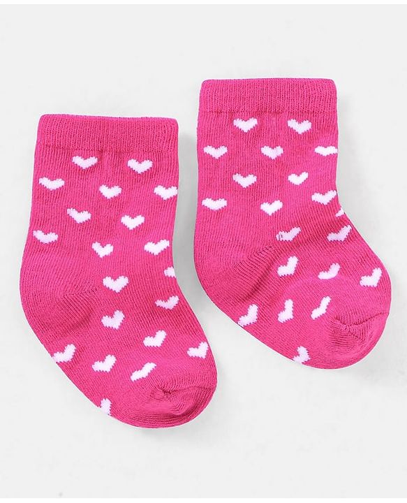 Cutewalk By Babyhug Anti Bacterial Ankle Length Socks Heart Design Pack Of 3- Multicolor