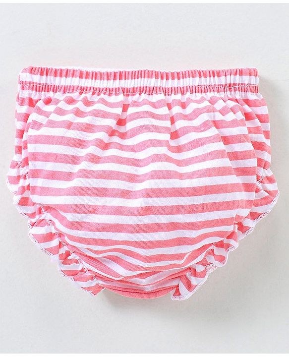 Babyhug 100% Cotton Knit Antibacterial Panties Stripes & Floral Print Pack Of 3 - Pink & Yellow