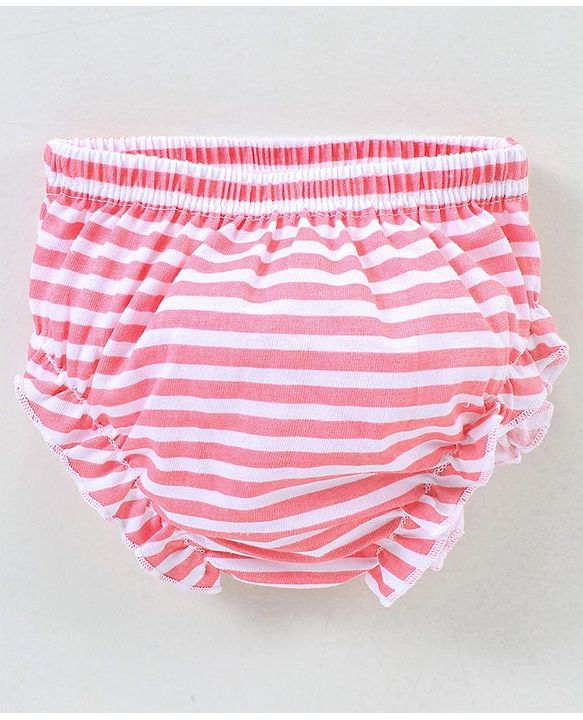 Babyhug 100% Cotton Knit Antibacterial Panties Stripes & Floral Print Pack Of 3 - Pink & Yellow