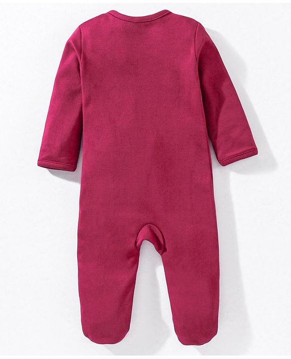 Babyhug Cotton Full Sleeves Sleepsuit Butterfly Print- Maroon