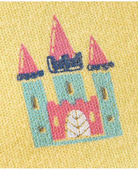 Babyhug Cotton Full Sleeves Sleep Suit Castle Print - Yellow