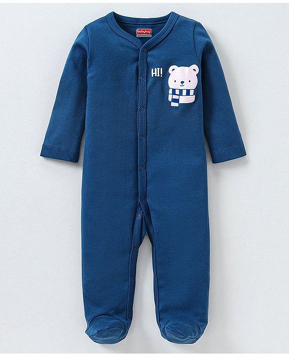 Babyhug Full Sleeves Sleep Suit Striped Pack of 2 - Blue