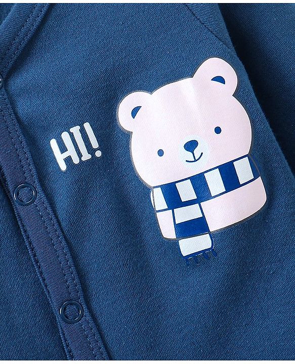 Babyhug Full Sleeves Sleep Suit Striped Pack of 2 - Blue