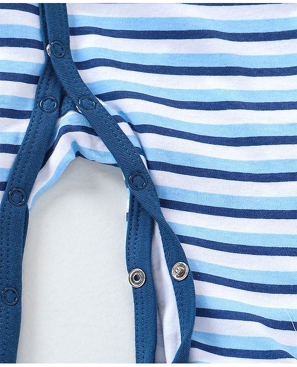 Babyhug Full Sleeves Sleep Suit Striped Pack of 2 - Blue