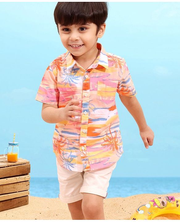 Babyhug 100% Cotton Half Sleeves Printed Shirt - Multicolor