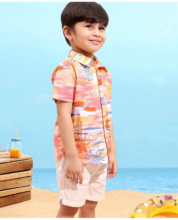 Babyhug 100% Cotton Half Sleeves Printed Shirt - Multicolor