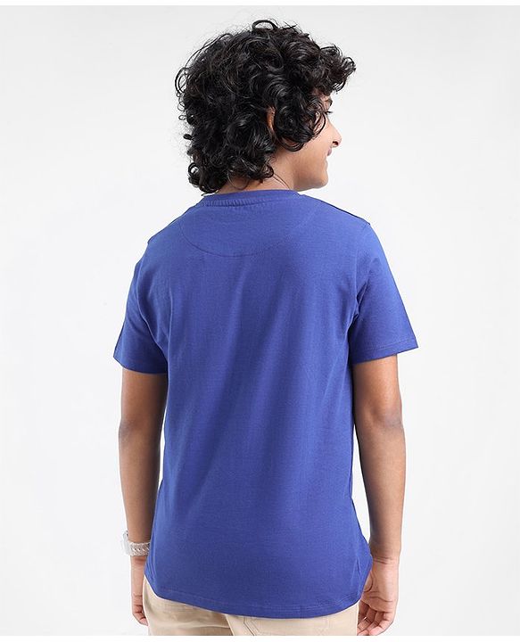 Pine Kids Biowashed Shark Print Half Sleeves Tee - Blue