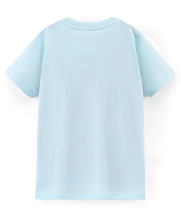 Pine Kids Cotton Half Sleeves Biowashed T-Shirt Turtle Print- Blue