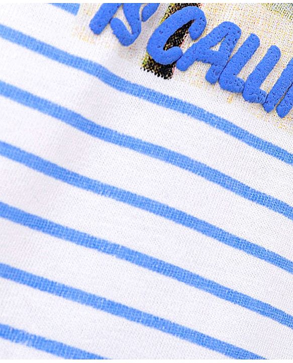 Pine Kids 100% Cotton Half Sleeves Bio Washed T-Shirt Beach Print - White