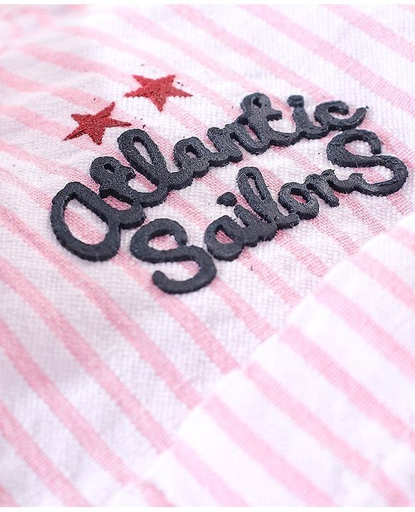 Babyhug 100% Cotton Woven Half Sleeve Striped Shirt - Pink