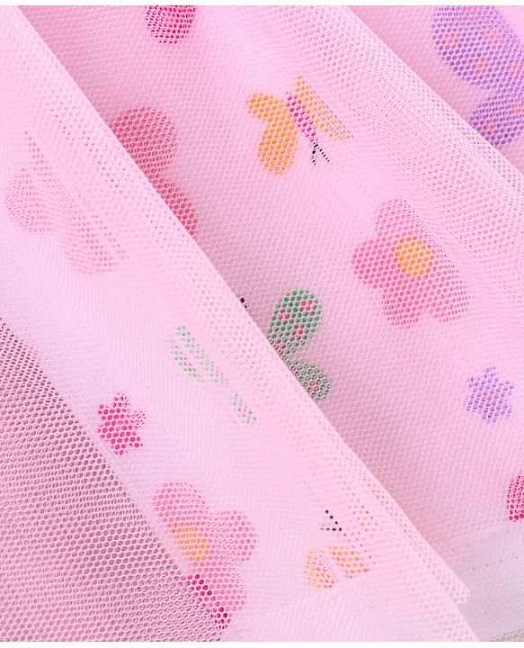 Babyhug 100% Cotton Knit Frill Sleeves Frock Style Onesie Butterfly Print - White & Pink