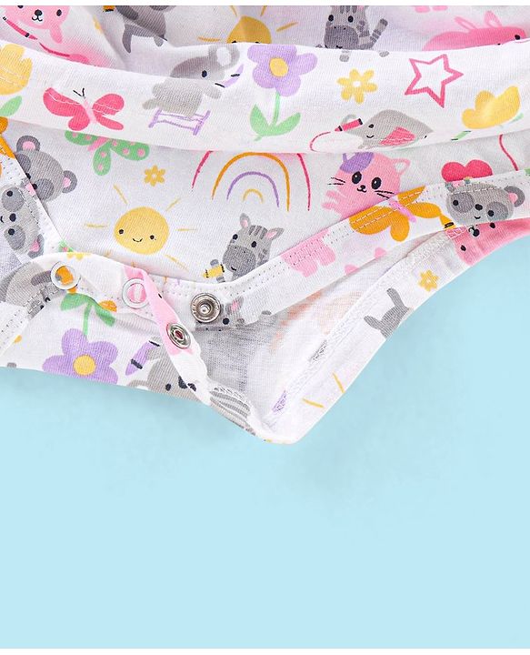 Babyhug 100% Cotton Knit Sleeveless Onesies with Hair Koala Print - White