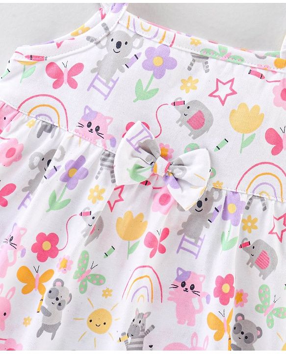 Babyhug 100% Cotton Knit Sleeveless Onesies with Hair Koala Print - White