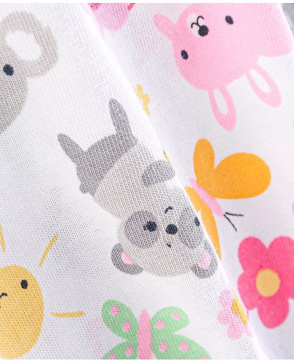 Babyhug 100% Cotton Knit Sleeveless Onesies with Hair Koala Print - White